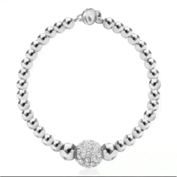 Swarovski Elements Bracelets - Silver Beaded Bracelet w/ Magnetic Clasp New - Picture 3 of 8